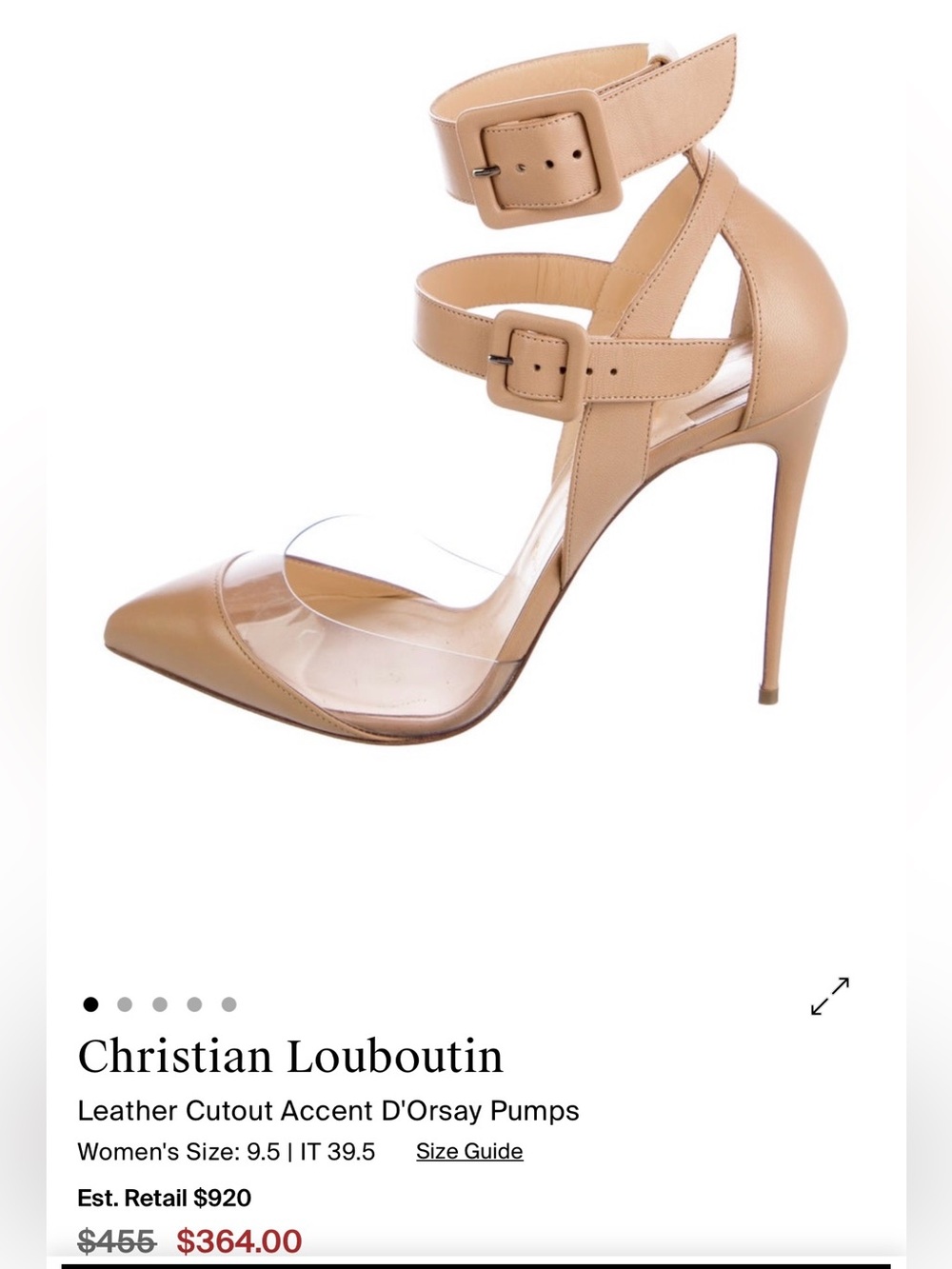 Christian Louboutin Beige Tan PVC Cutout D'Orsay Ankle-Strap Pumps